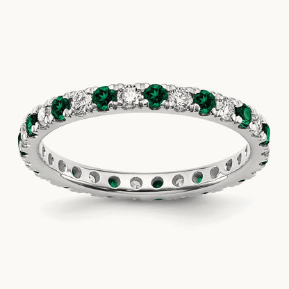 Created Emerald Eternity Band — 14K White Gold, 2.25 mm