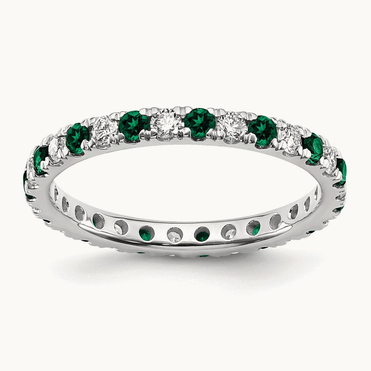 Created Emerald Eternity Band, 0.25-0.50 ct tw Lab-Grown Diamond — 14K White Gold