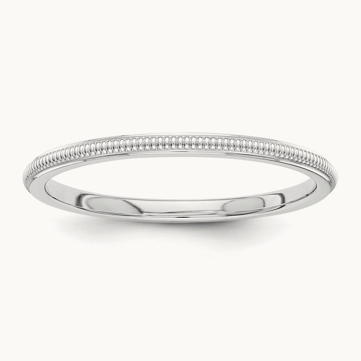 Milgrain Stackable Band — 10K White Gold, 1.5mm