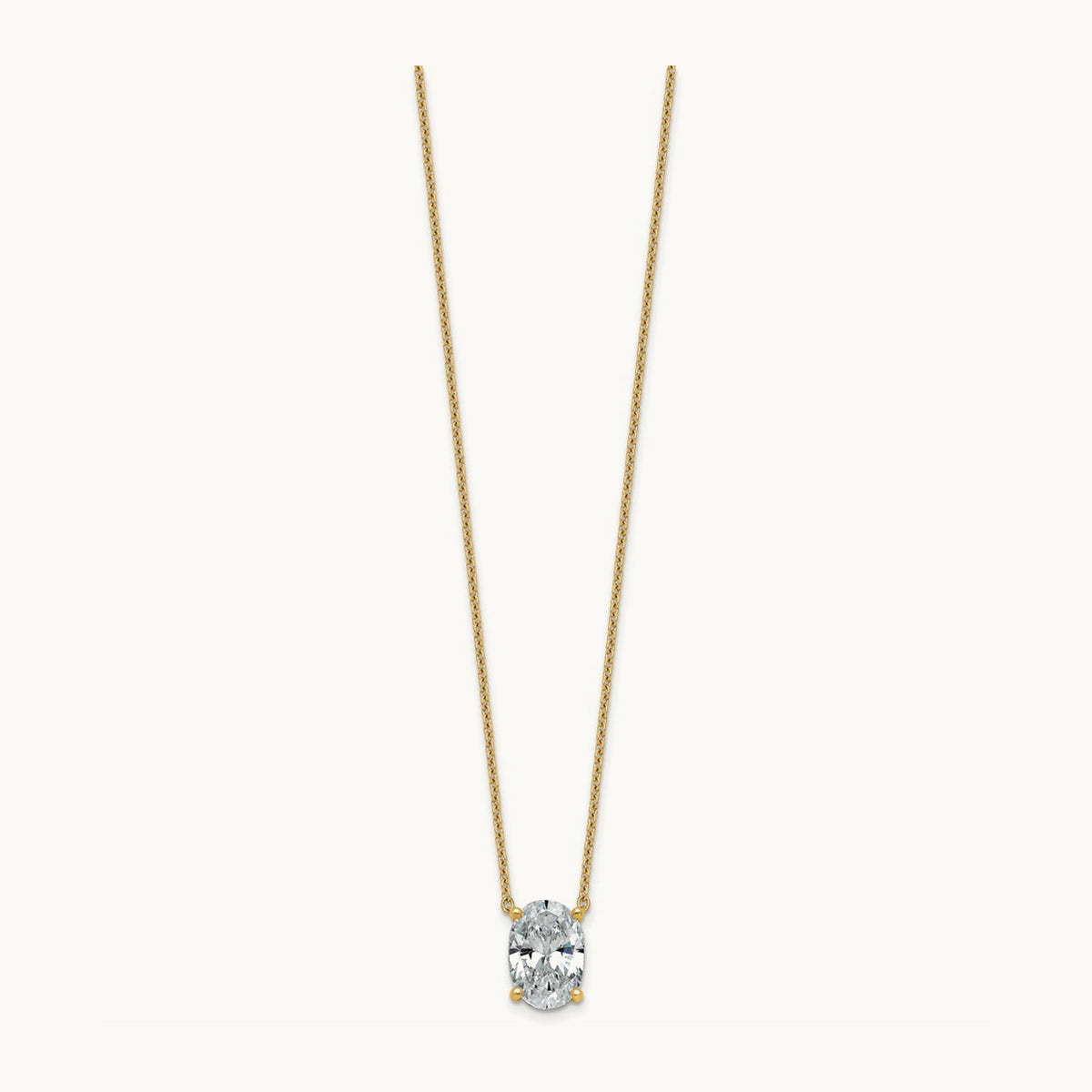 Oval Pendant Necklace, 0.25-4.00 ct tw Lab-Grown Diamond — 4 ct, 14K Yellow Gold