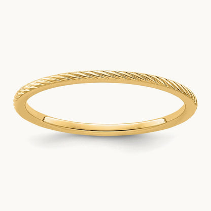 Twisted Wire Pattern Stackable Band — 10K Yellow Gold