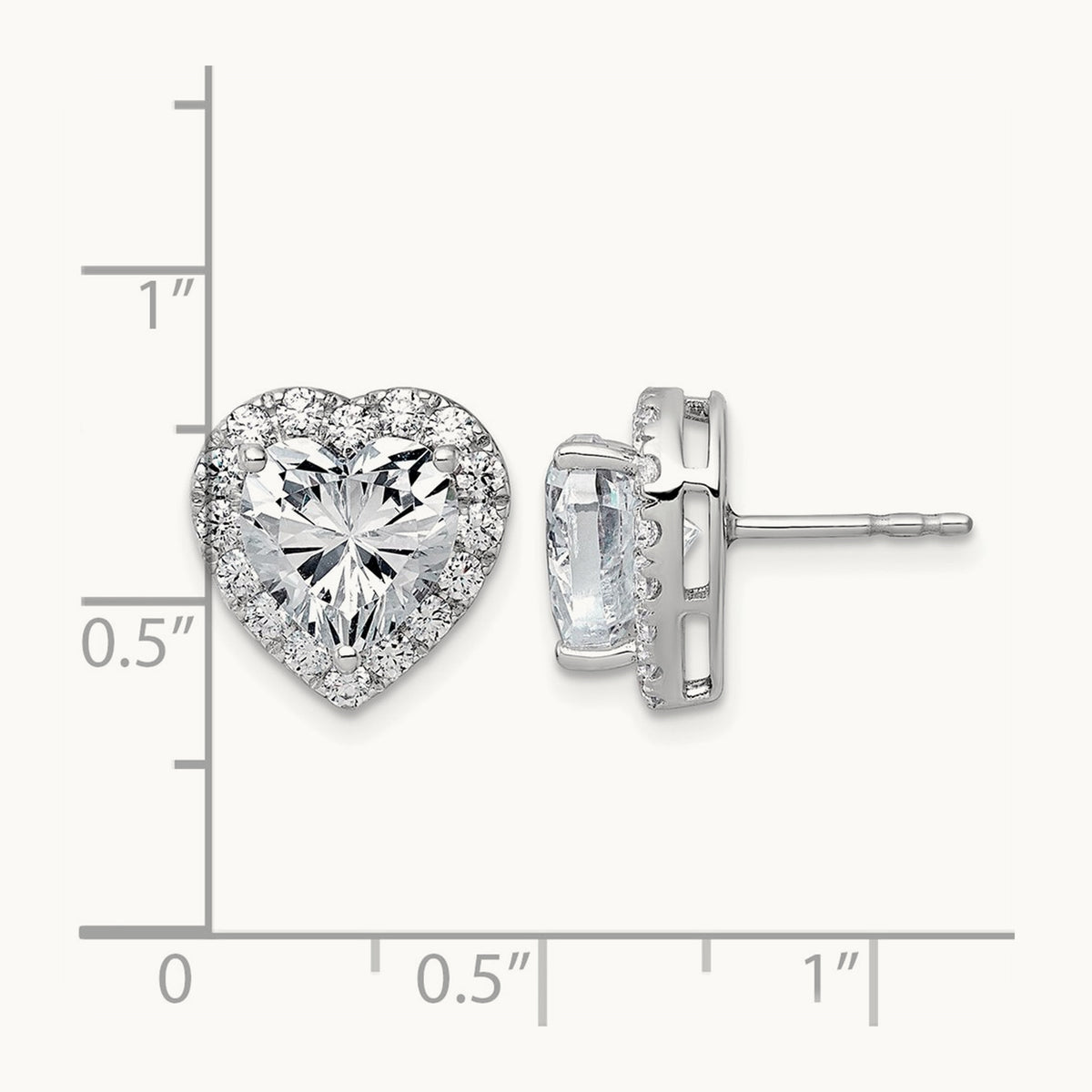 Heart Halo Post Earrings, 0.50-7.25 ct tw Lab-Grown Diamond — 4 7/8 ct, VS (Best), 14K White Gold