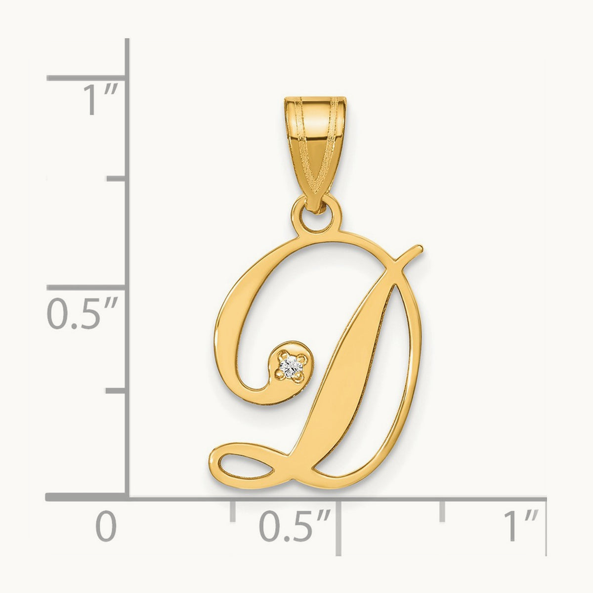 Script Initial Pendant with Diamond — D
