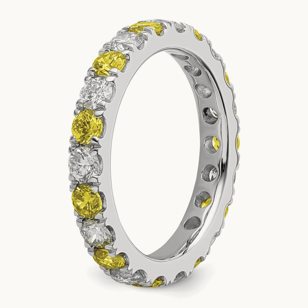Created Yellow Sapphire Eternity Band — 14K White Gold, 3.25 mm