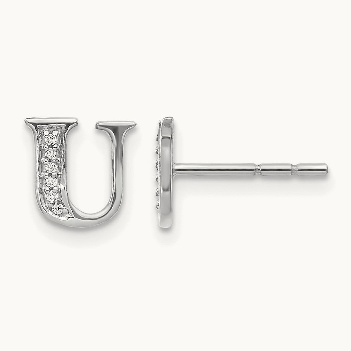 Diamond Earrings — 14K White Gold, 8mm, U