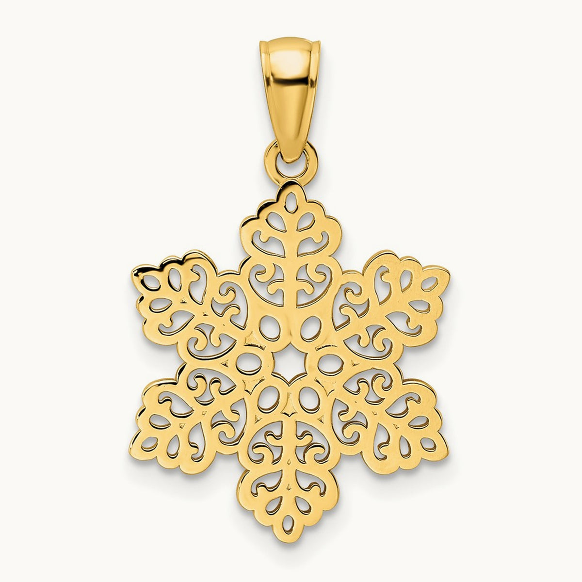 Polished Snowflake Pendant, 14K