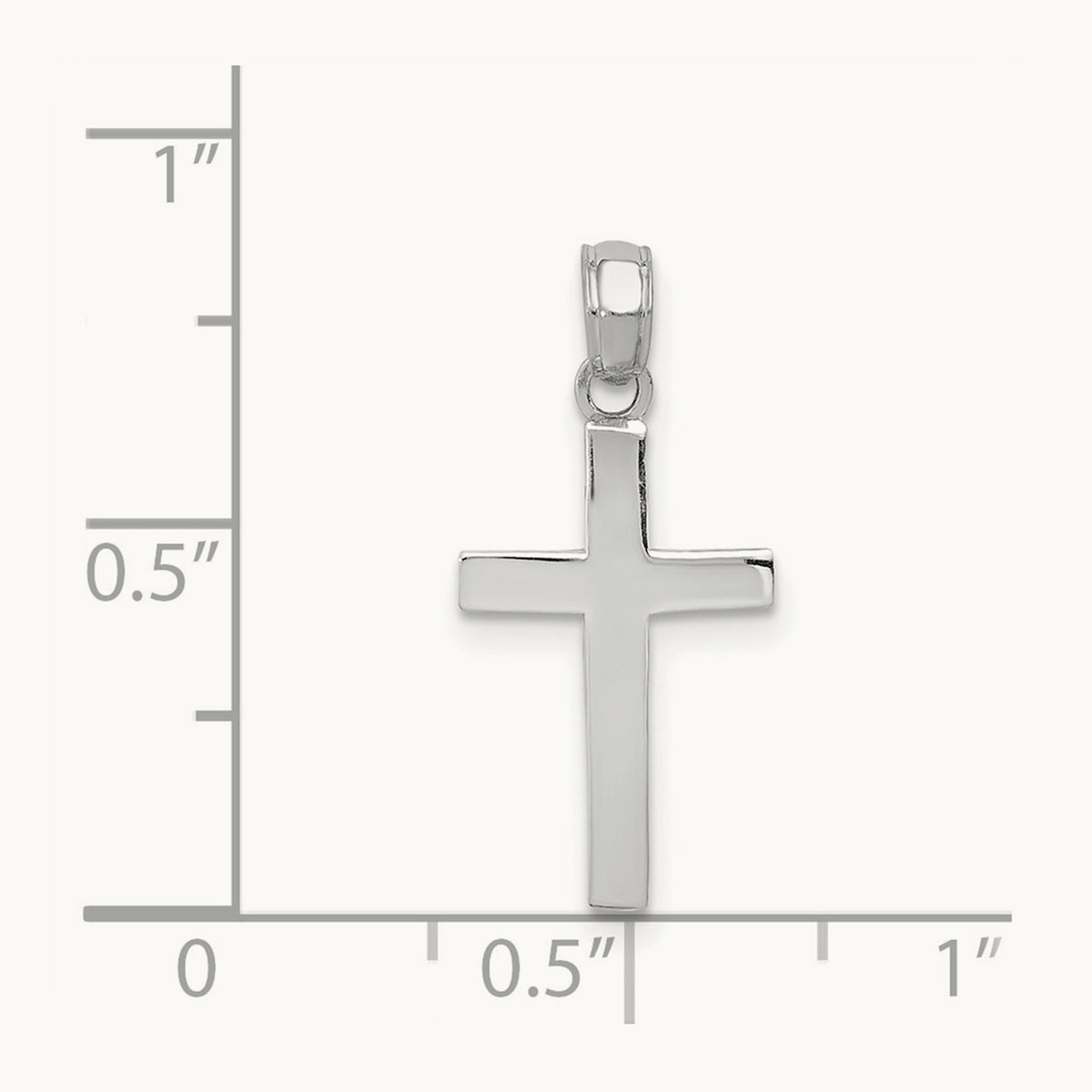 Beveled Cross Charm — 14K White Gold, 22.8mm