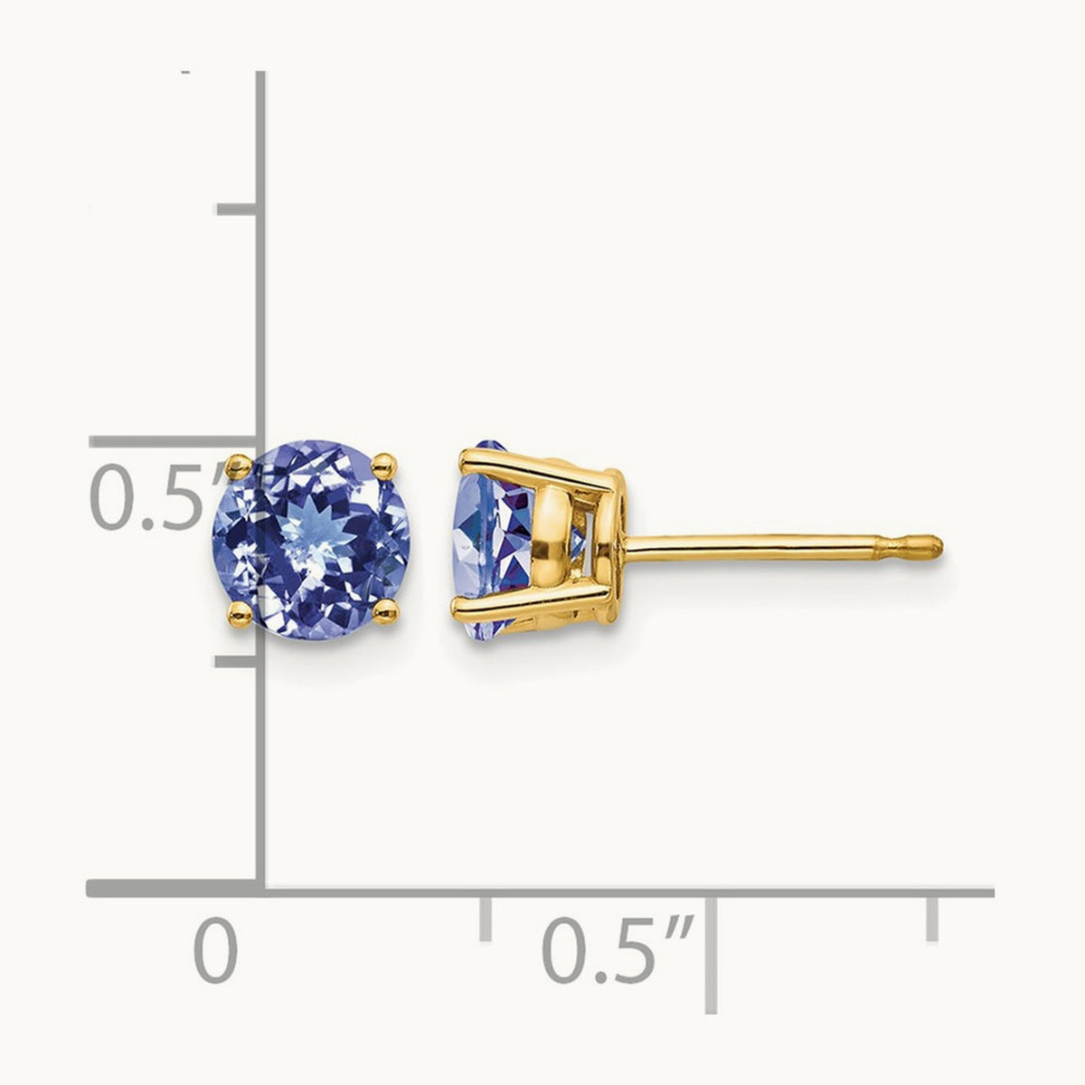 Tanzanite Post Earrings, 14K