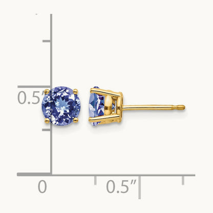 Tanzanite Post Earrings, 14K