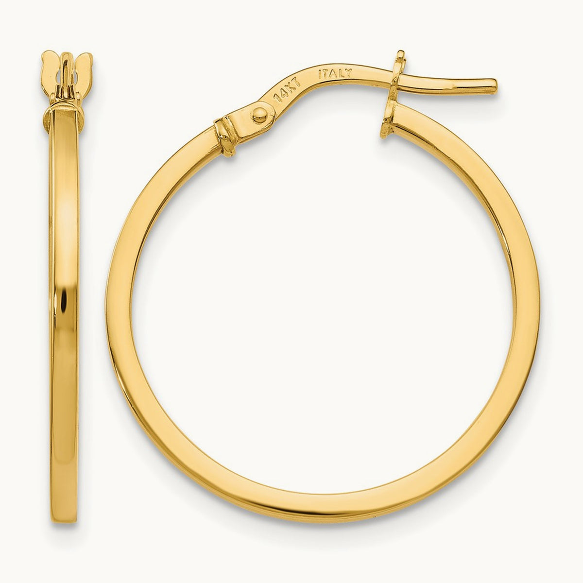 Polished Hoop Earrings, 14K — Leslie's