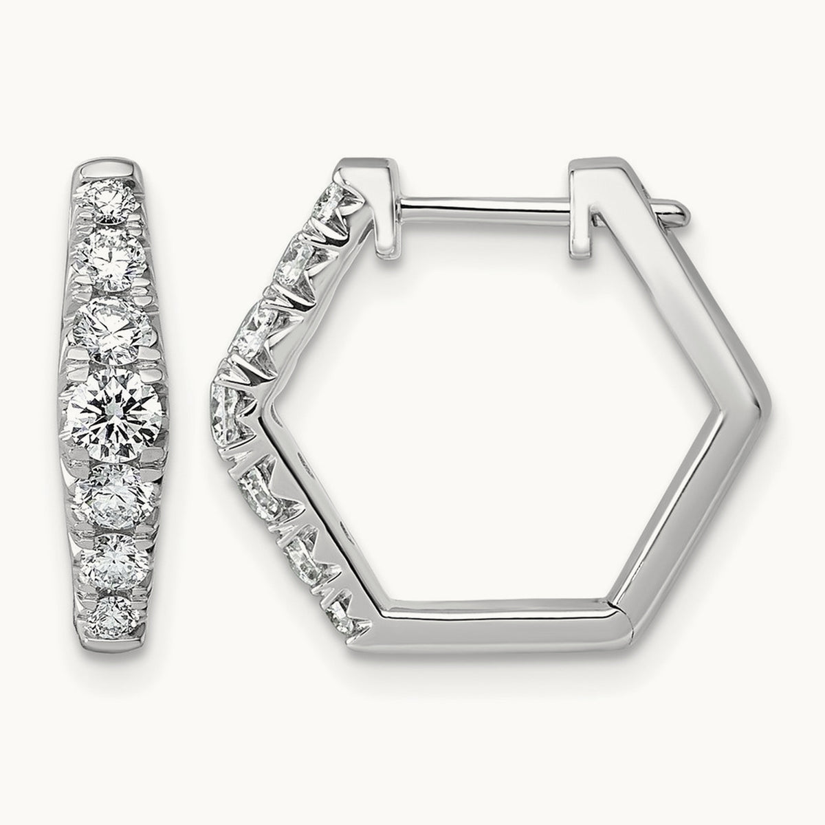 Fashion Hoop Earrings, 0.50-1.50 ct tw Lab-Grown Diamond — 1 ct, 14K White Gold