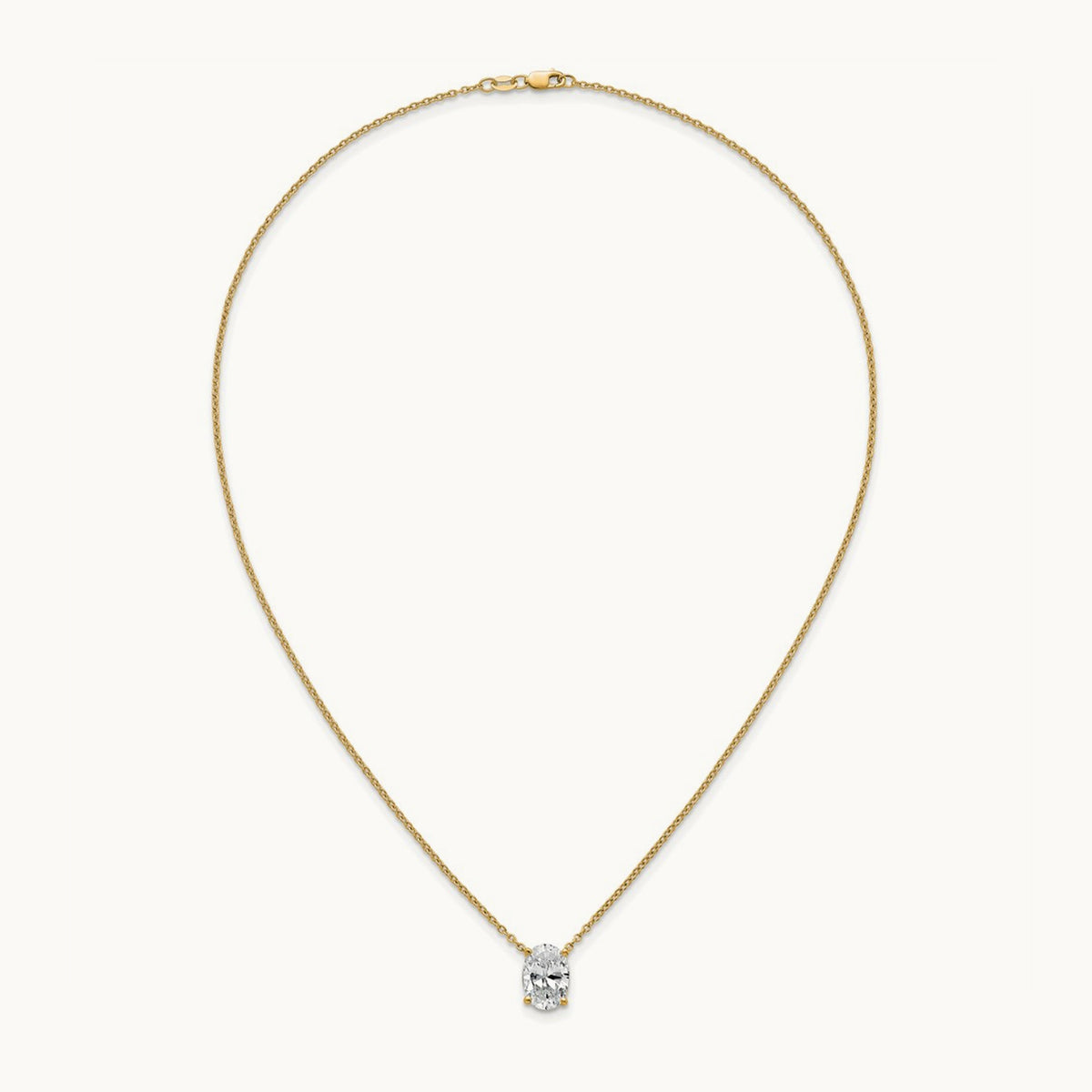 Oval Pendant Necklace, 0.25-4.00 ct tw Lab-Grown Diamond — 4 ct, 14K Yellow Gold