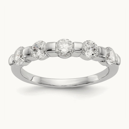 5-Stone Diamond Band, 14K White Gold