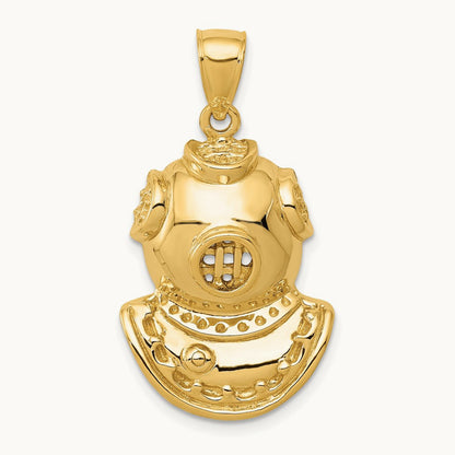 Divers Helmet Pendant, 14K