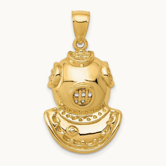 Divers Helmet Pendant, 14K