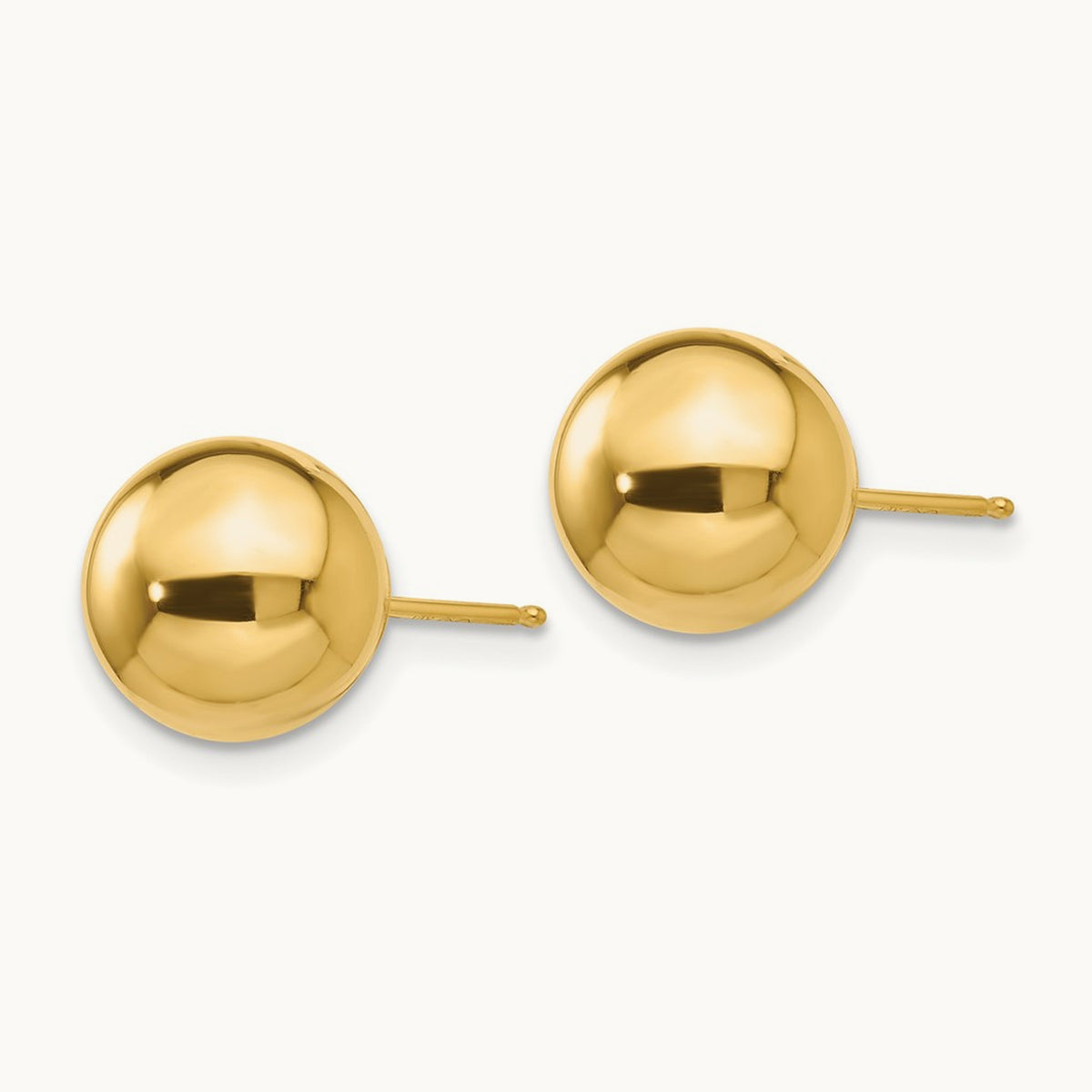 Polished Ball Post Earrings — 14K Yellow Gold, 9mm