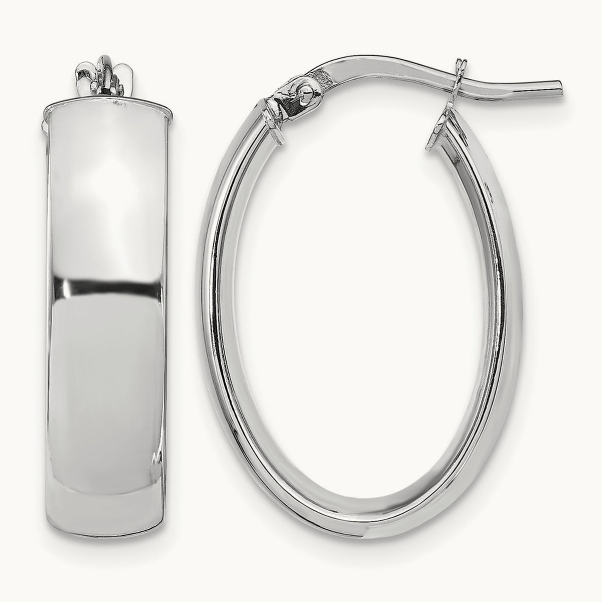 High Polished Oval Hoop Earrings — 14K Two-Tone Gold