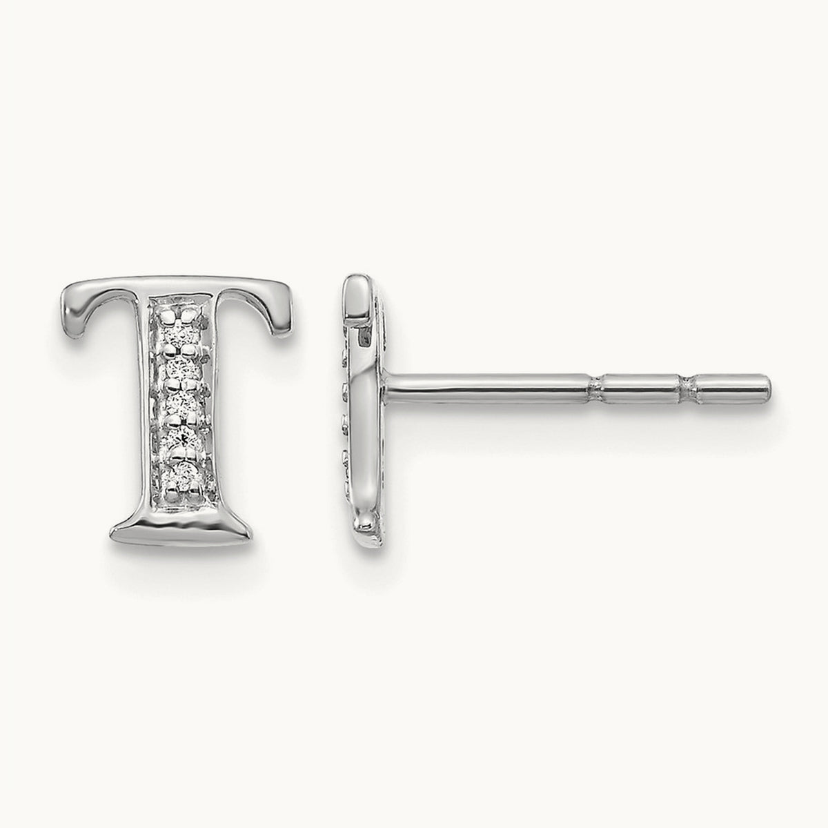 Diamond Earrings — 14K White Gold, 8mm, T
