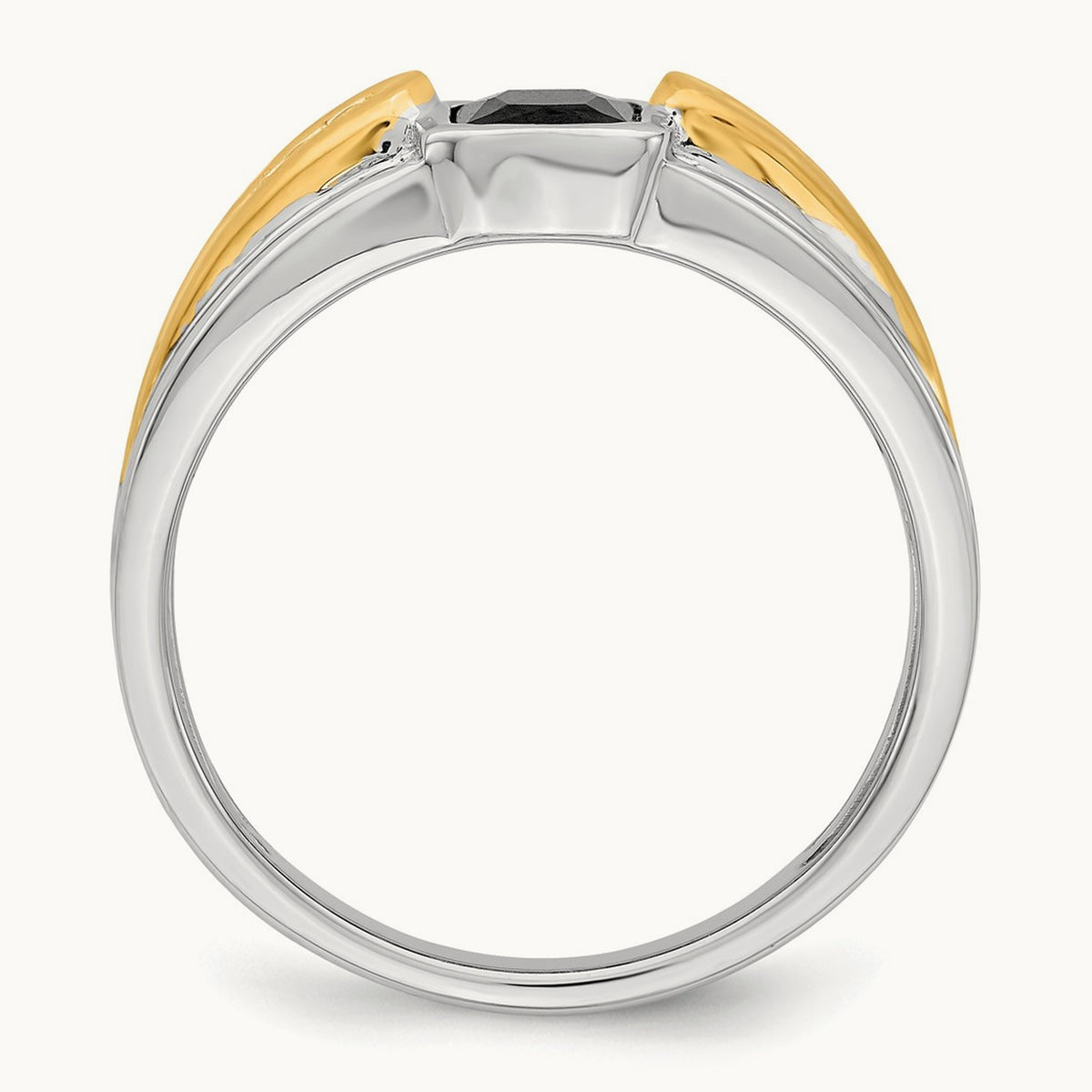 Onyx and Diamond Mens Ring, 14K Two-tone