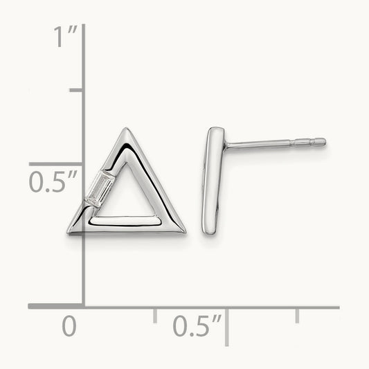 Polished Triangle Diamond Post Earrings, 14K White Gold