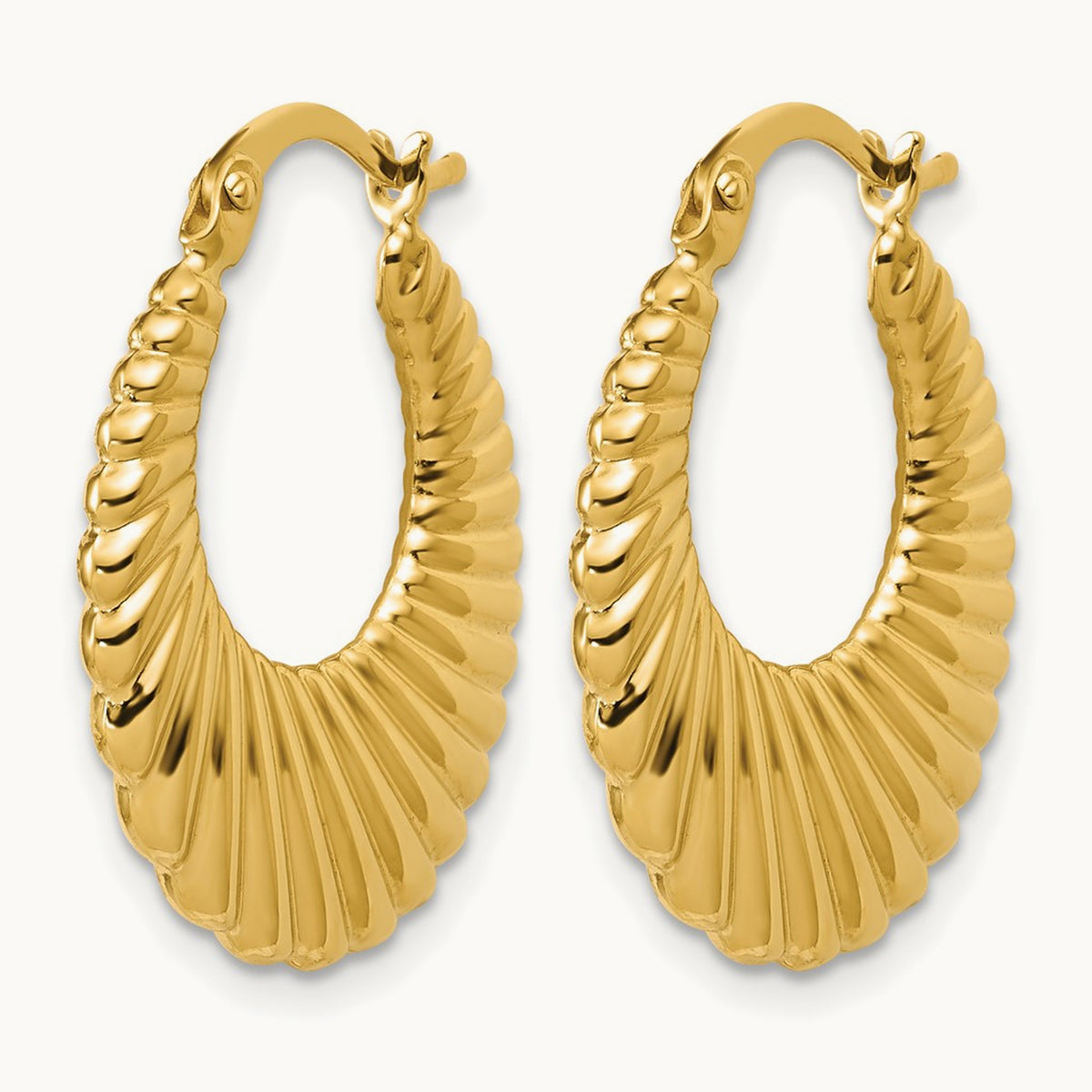 Polished and Grooved Hoop Earrings — Leslie's — 19.5mm