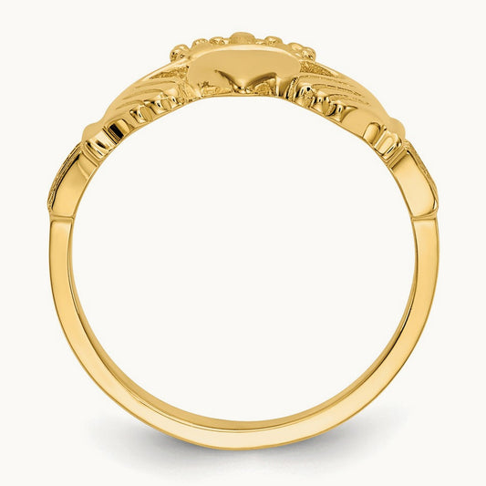 Polished Claddagh Ring, 14K