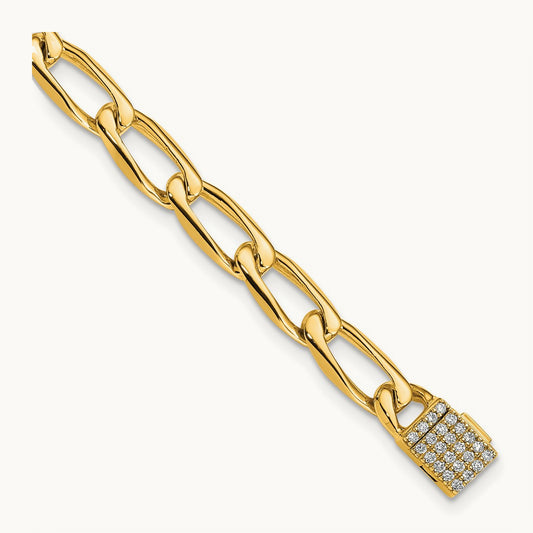 5.9mm Polished Link Bracelet, 0.25 ct tw Lab-Grown Diamond