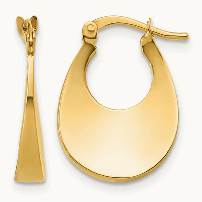Polished Fancy Oval Hoop Earrings — Leslie's — 14K Yellow Gold