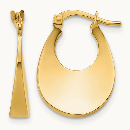Polished Fancy Oval Hoop Earrings — Leslie's — 14K Yellow Gold