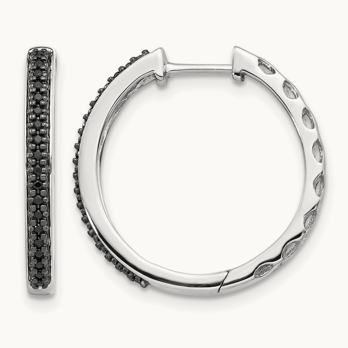 Black Diamond Hinged Hoop Earrings — photo set