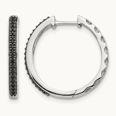 Black Diamond Hinged Hoop Earrings — photo set