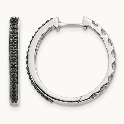Black Diamond Hinged Hoop Earrings — photo set