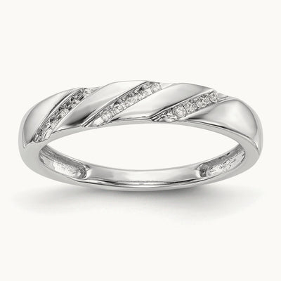 Complete Diamond Trio Ladies Wedding Band, 14K White Gold