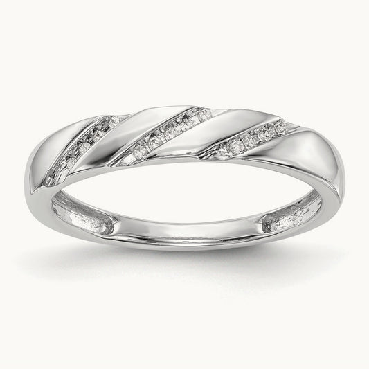 Complete Diamond Trio Ladies Wedding Band, 14K White Gold