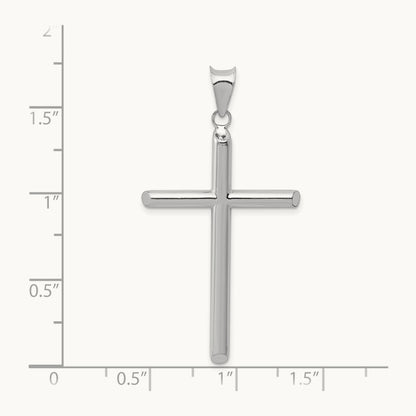 Hollow Cross Pendant, 14K White Gold