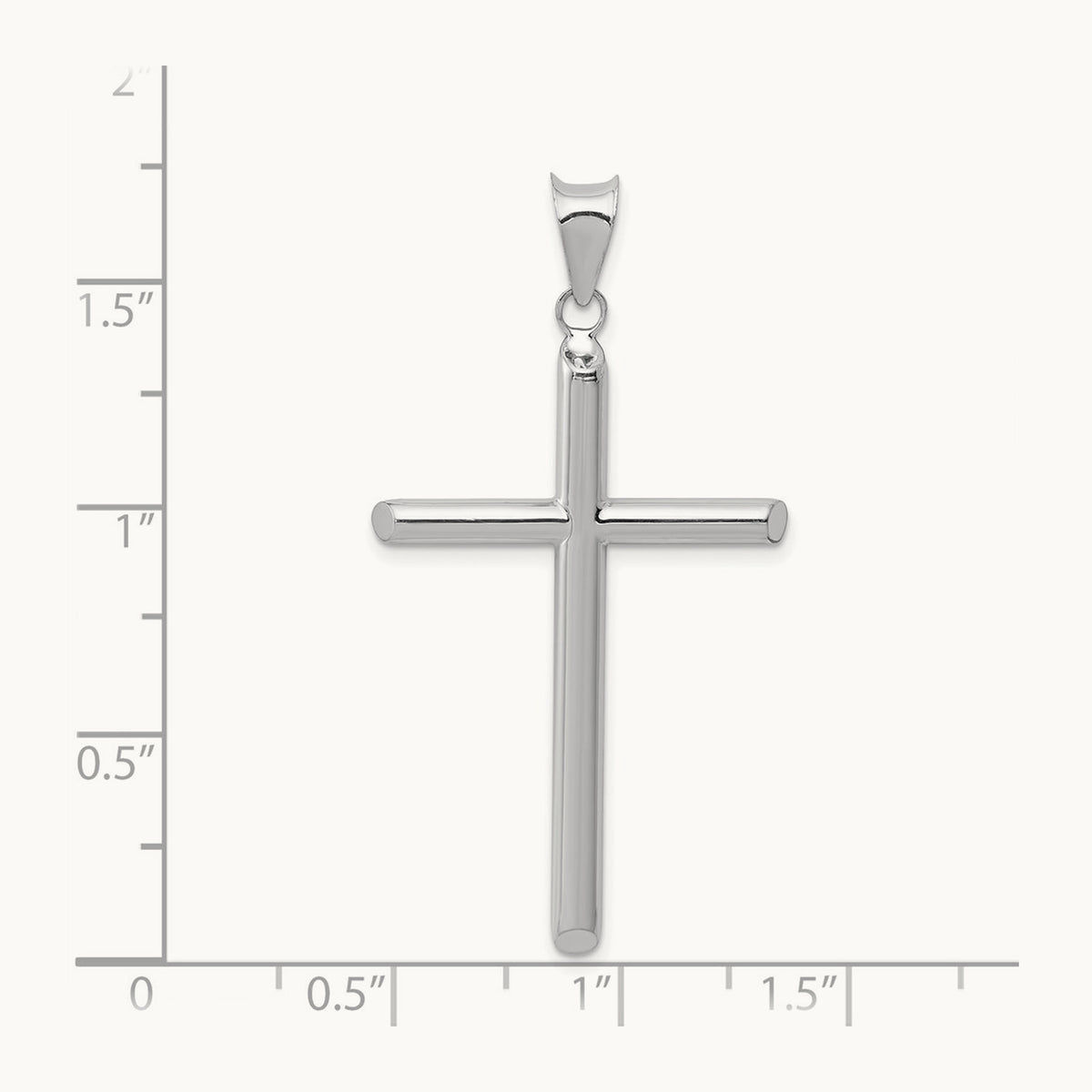 Hollow Cross Pendant, 14K White Gold