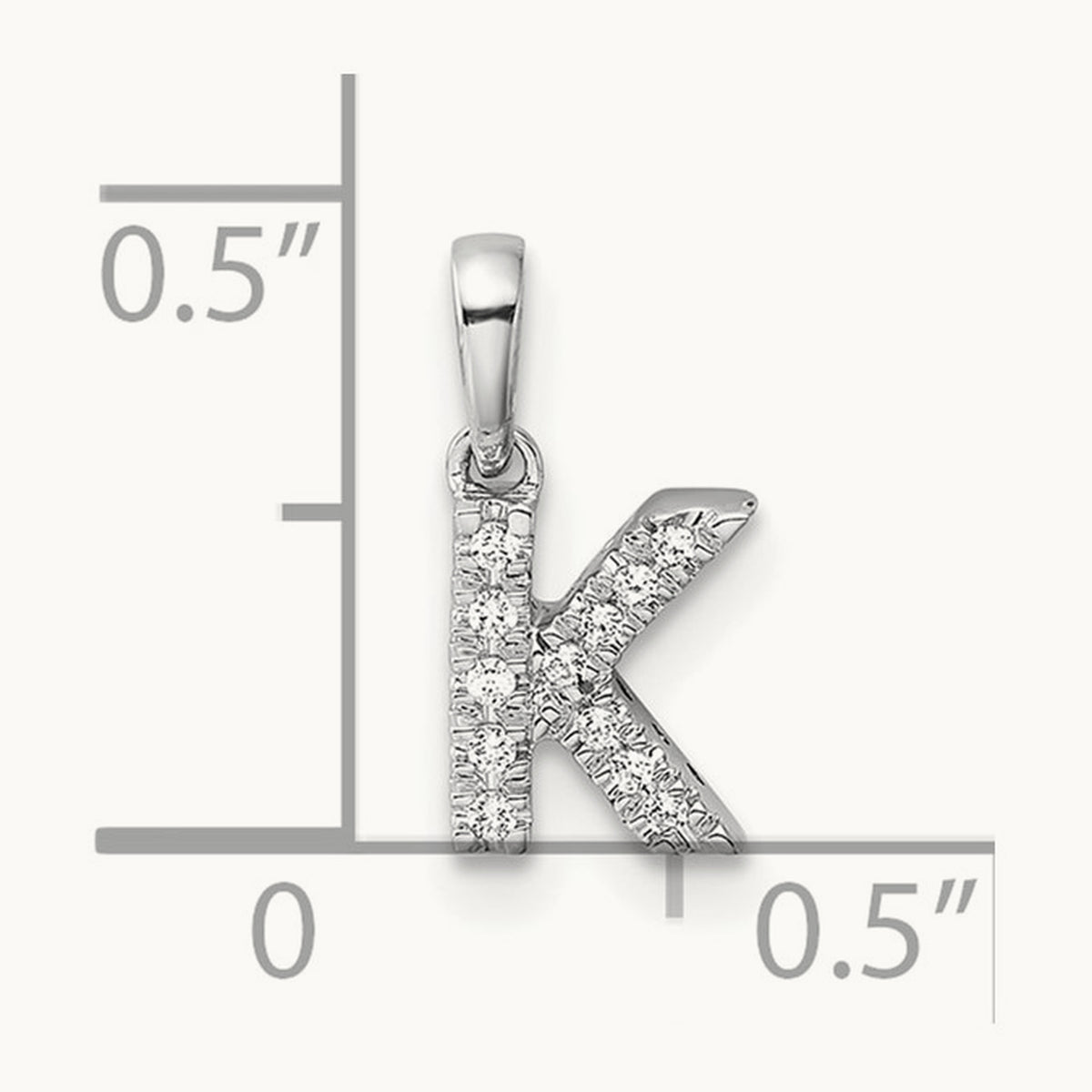 Diamond Initial with Bail Pendant — 14K White Gold, K