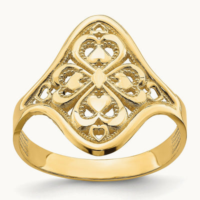 Diamond-cut Filigree Ring, 14K