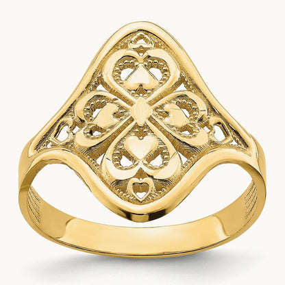 Diamond-cut Filigree Ring, 14K