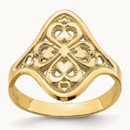 Diamond-cut Filigree Ring, 14K