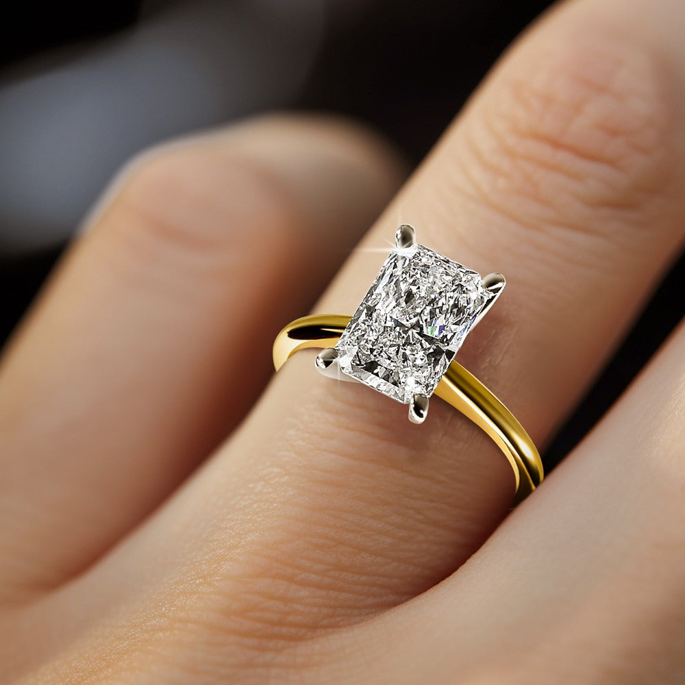 Radiant Solitaire Engagement Ring, 0.50-5.00 ct tw Lab-Grown Diamond — 3 ct, 14K Two-Tone