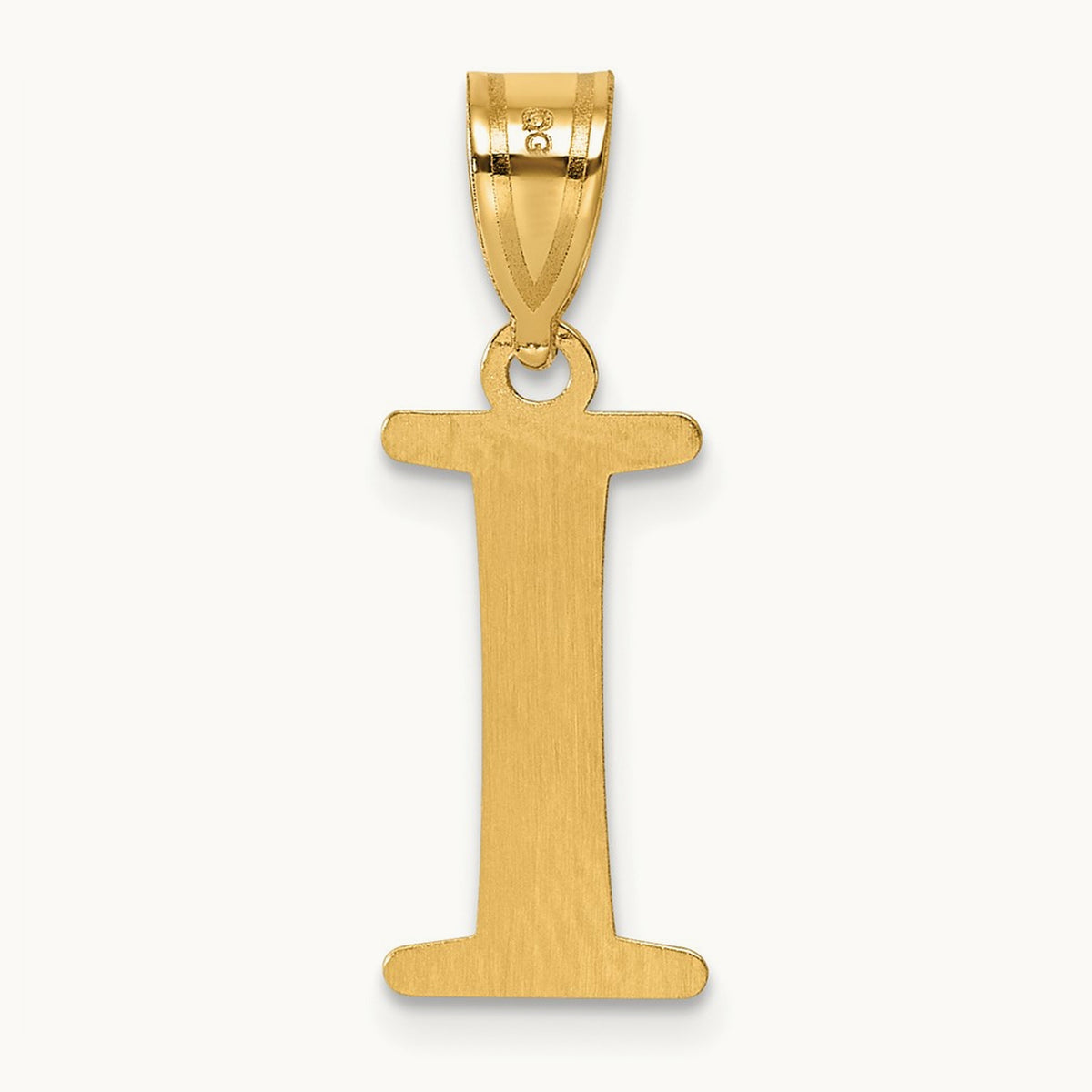Polished Etched Letter I Initial Pendant, 14K