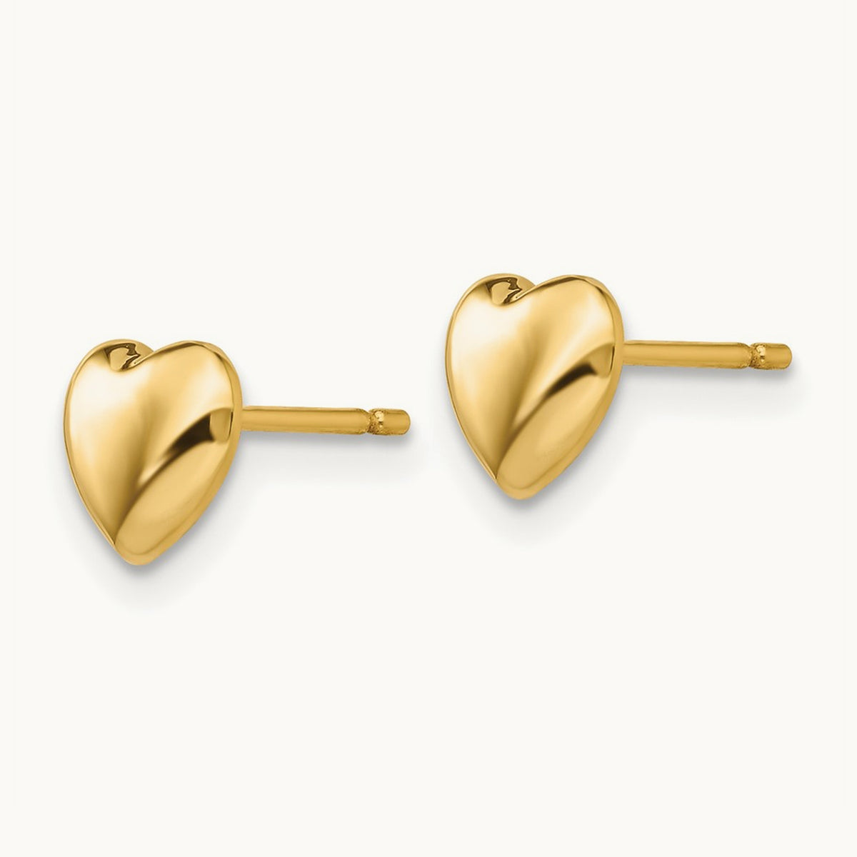 Polished Heart Post Stud Earrings — 14K Yellow Gold, 6mm