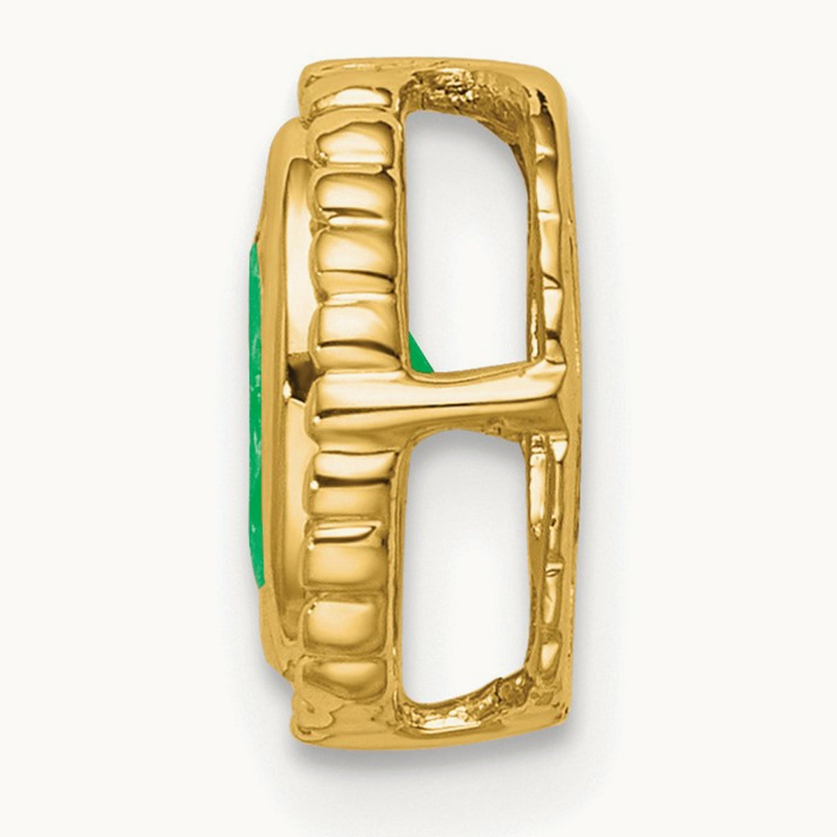 Oval Emerald Chain Slide — 14K Yellow Gold