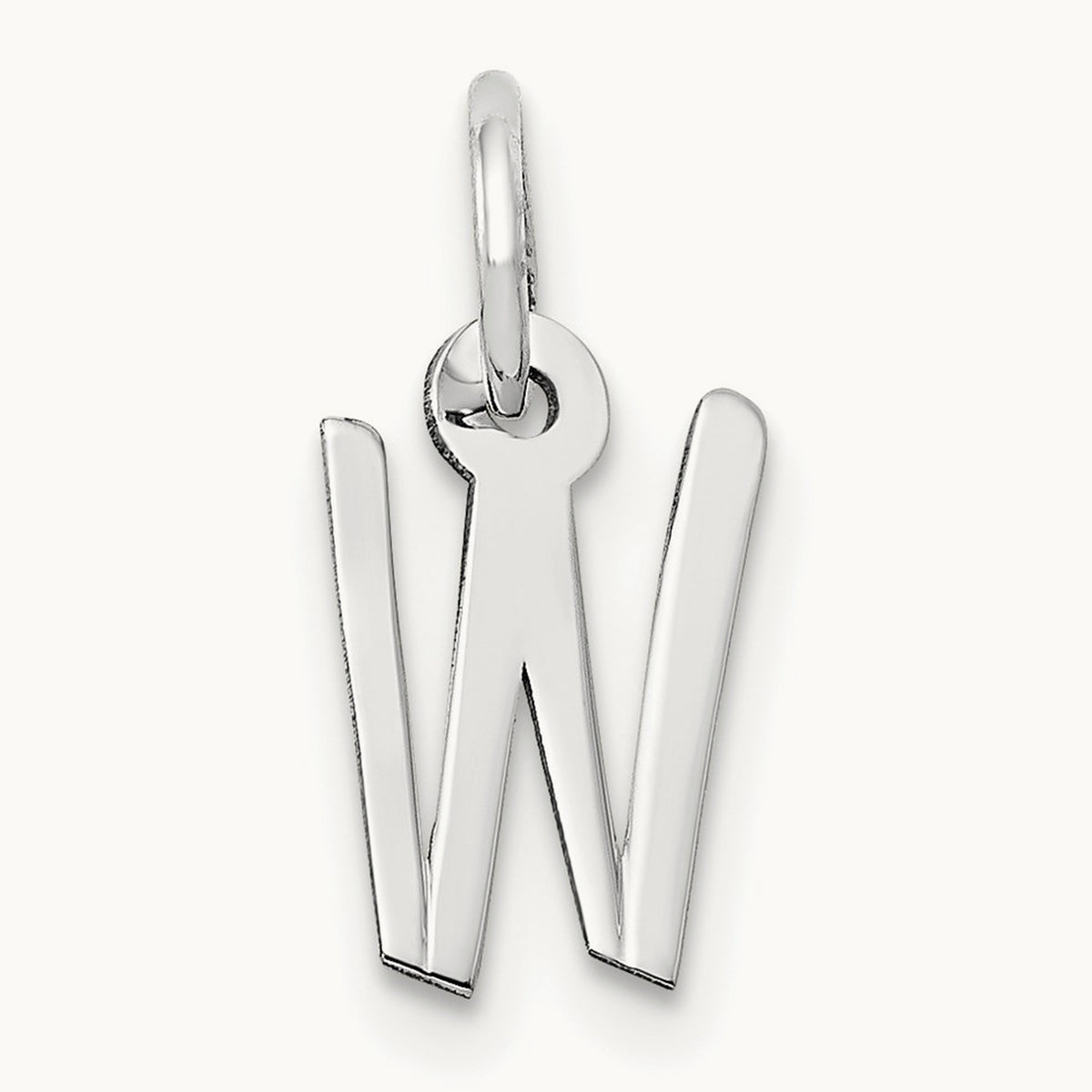 Small Slanted Block Initial Charm — 14K White Gold, W