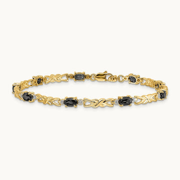 Diamond and Oval Sapphire Bracelet, 14K