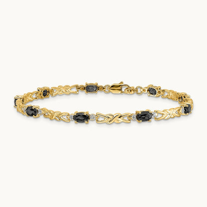 Diamond and Oval Sapphire Bracelet, 14K