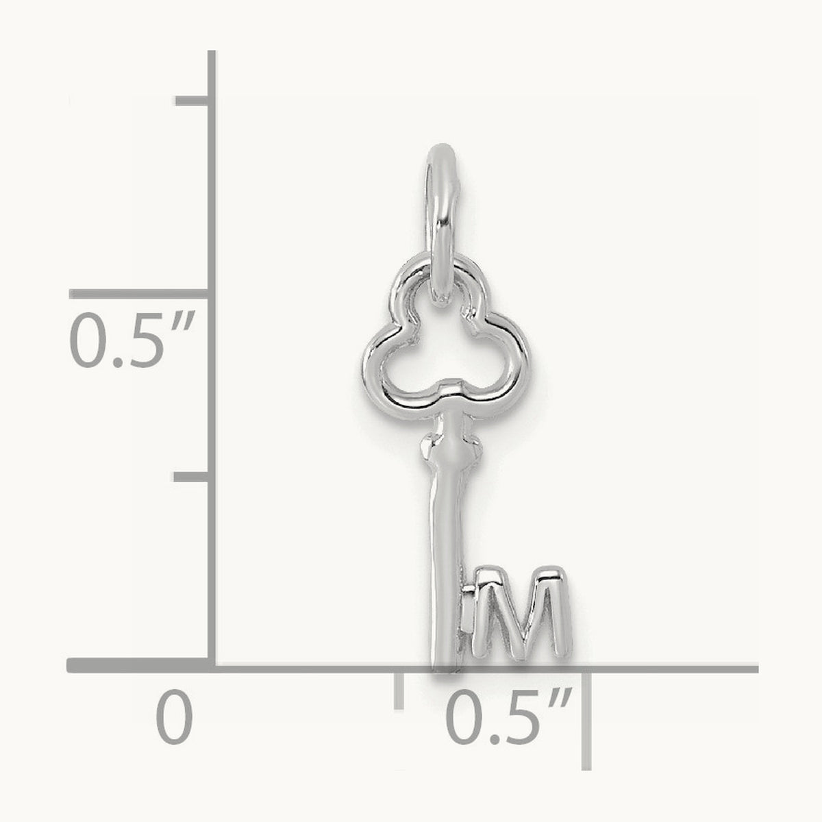 Key Initial Charm — 14K White Gold, M