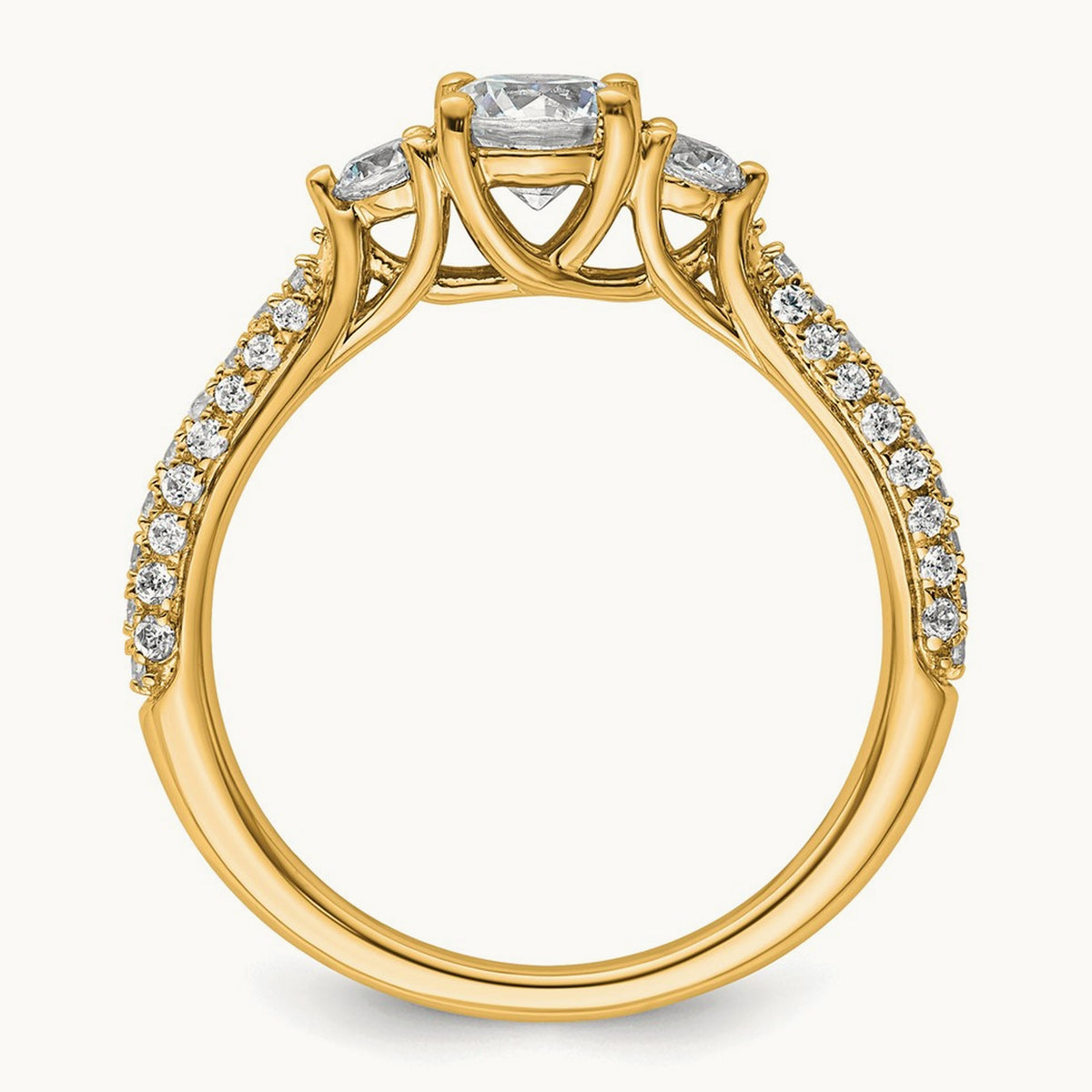 Round 3 Stone Engagement Ring, 0.50-3.75 ct tw Lab-Grown Diamond — 1/2 ct, VS (Best), 14K Yellow Gold