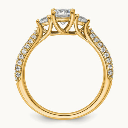 Round 3 Stone Engagement Ring, 0.50-3.75 ct tw Lab-Grown Diamond — 1/2 ct, VS (Best), 14K Yellow Gold